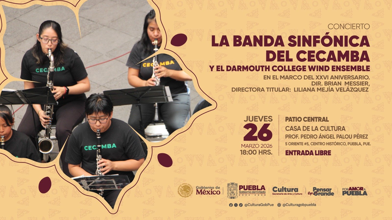 Banda Sinfónica del CECAMBA realizará concierto con el Dartmouth College Wind Ensemble