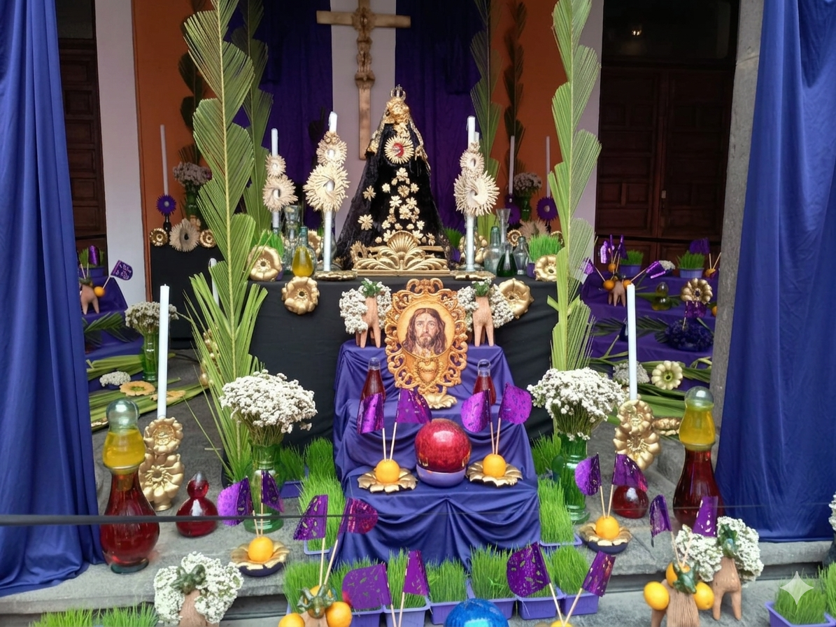 Entre aguas frescas y dulces típicos, inauguran el Altar de Dolores en la Casa de Cultura