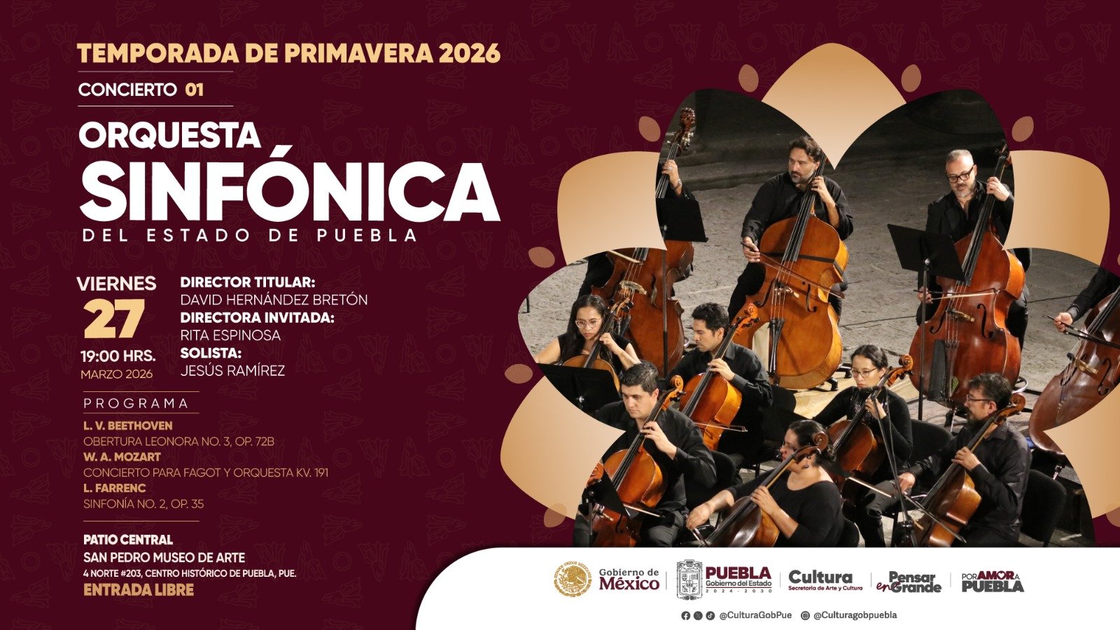 Orquesta Sinfónica estatal presentará Temporada de Primavera en San Pedro Museo de Arte