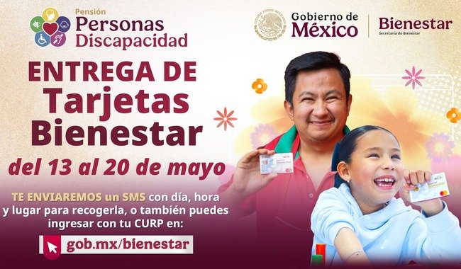 Secretaría de Bienestar inicia entrega de tarjetas para la Pensión de Personas con Discapacidad