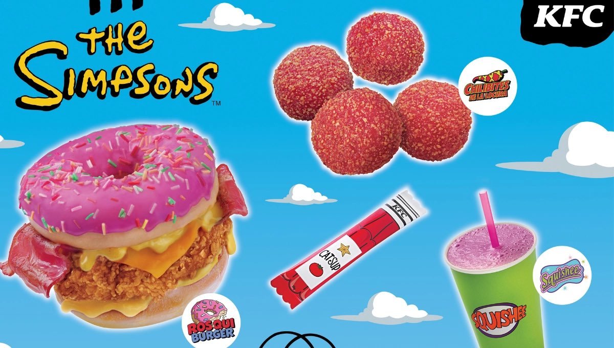 KFC lanza menú temático inspirado en Los Simpson con hamburguesas de dona rosa y productos coleccionables