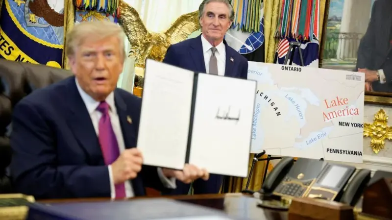 Trump firma orden ejecutiva para renombrar el Lago Ontario como “Lago América” en medio de escalada comercial con Canadá