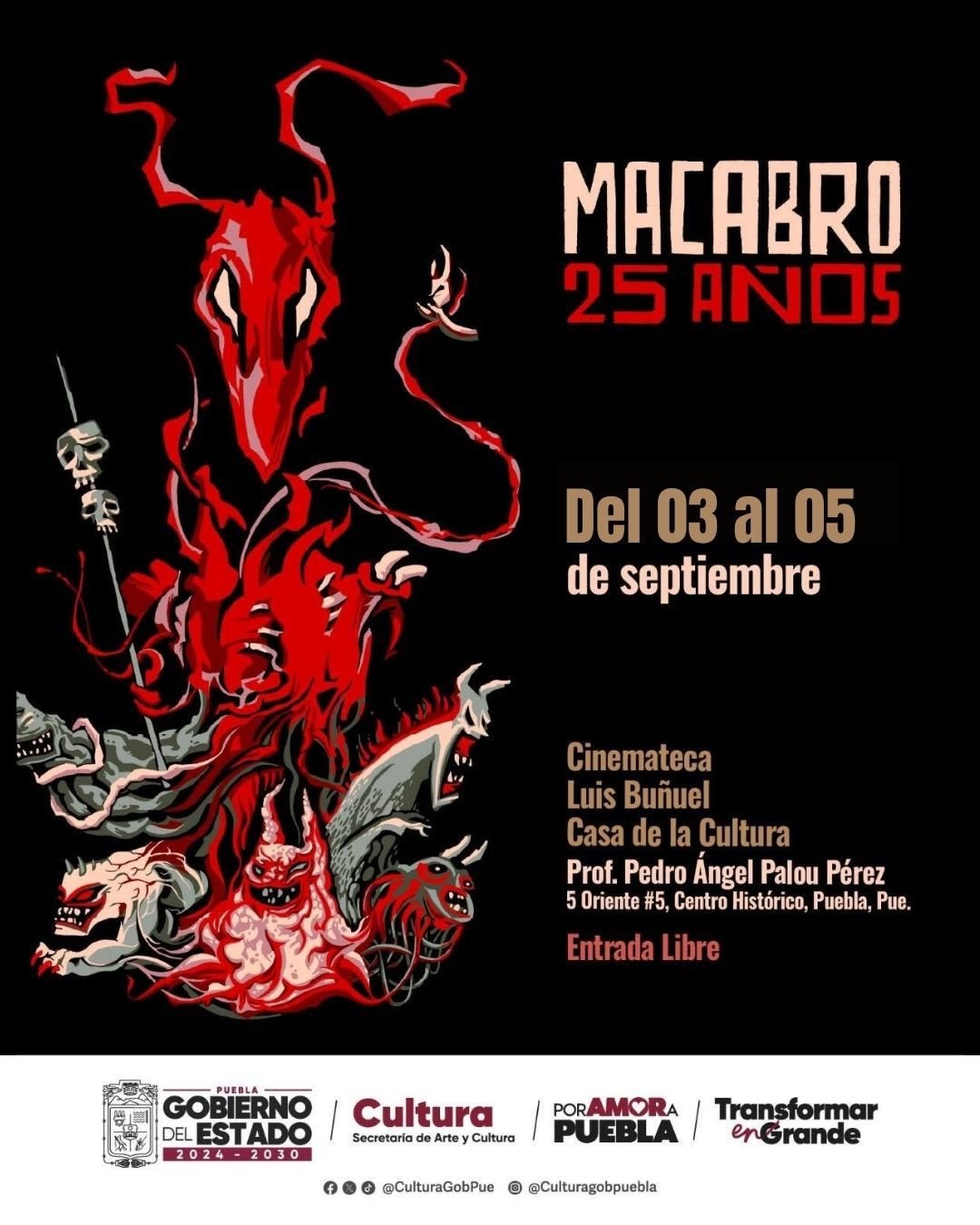 Inician exhibiciones del Tour MACABRO en Centro Histórico de Puebla